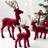 Christmas Reindeer Figurines with Glittered Antler and Feet Artificial Animal Crafts Tabletop Ornament Home Decoration