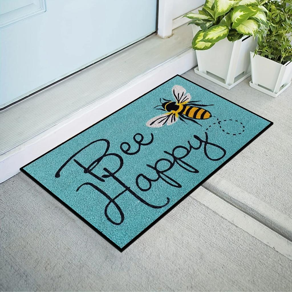 Happy Mood Doormat Cute Bee Carpet Welcome Mat Rug For Bedroom Carpet For Live Room  Outdoor Carpet Home Decor
