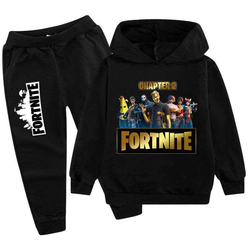 

Набори дитячі з принтом гри Fortnite, худі, мультяшні, зручні, костюм з 2 предметів, вільні топи з довгим рукавом, штани, осінньо-зимовий одяг 140