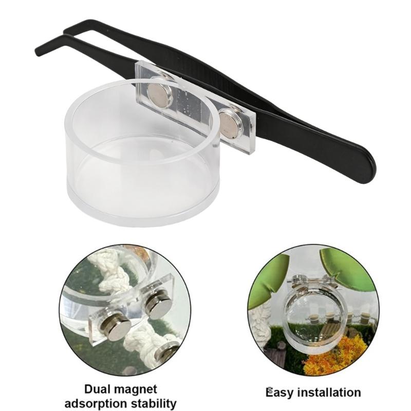 Reptiles Food Dish Water Bowl Feeding Tray With Magnetic Installatioin Simple Cleaning Feeder For Terrarium Box Feeding Accessory