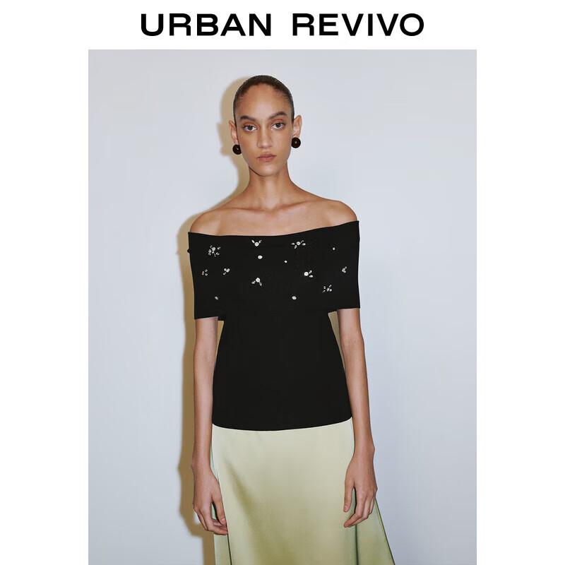 

UR Elegant Off-Shoulder Rhinestone Knit Top XL