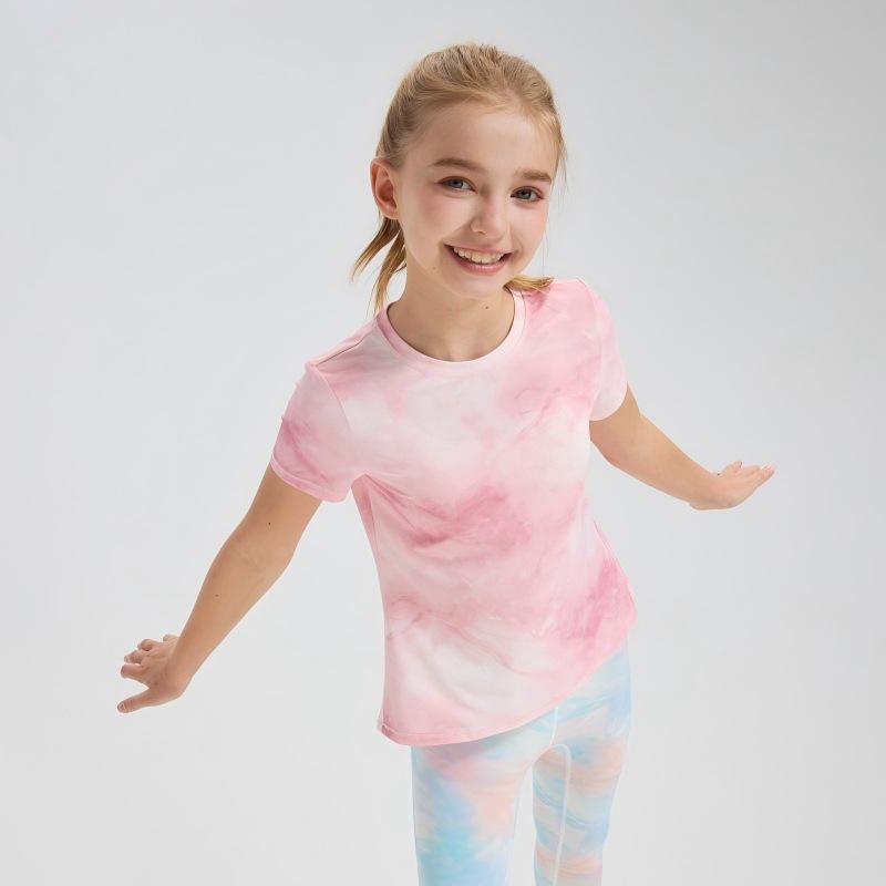 Girls' Quick-Dry Yoga Sportswear T-Shirt with Sun Protection