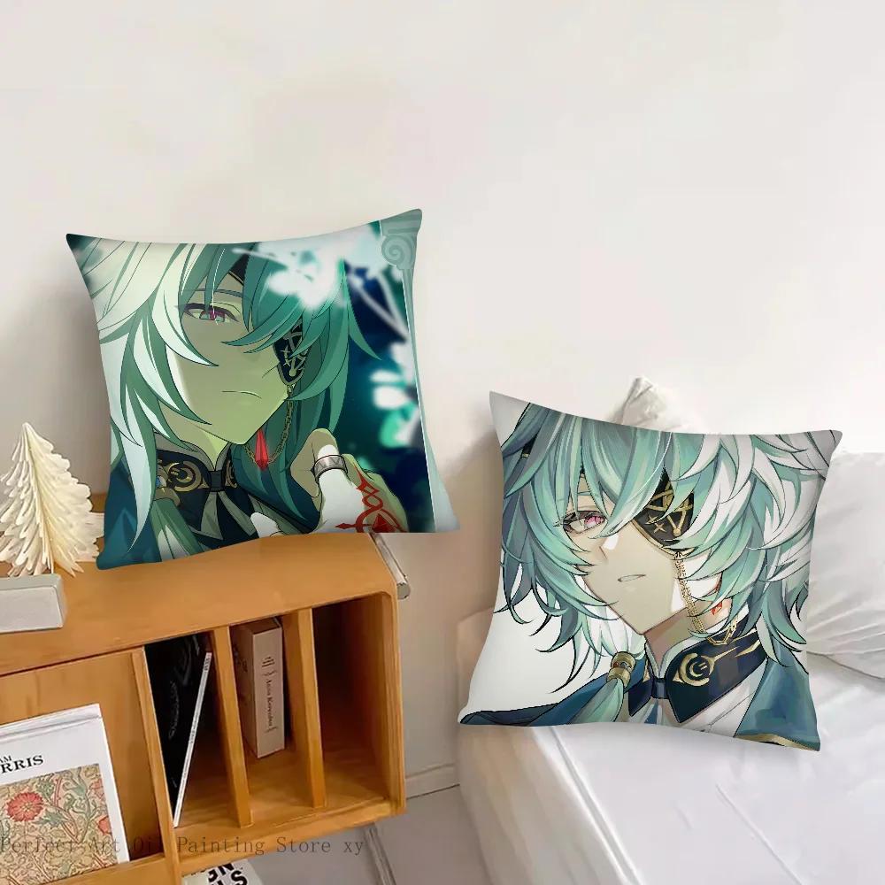 Anaxa Animated Game Honkai Star Rail Pillow Case Square Pillow Bedroom Sofa Leisure ComfortCar Living Room Home Decoration 40X40