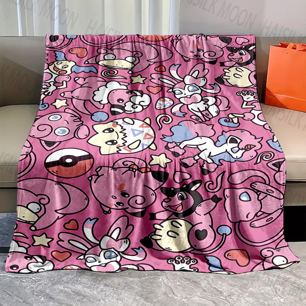1PC Cartoon Pokémon Characters Print Blanket Fluffy Plush Sofa Bed Blanket for Kids Adults Travel Camping Supplies Car for Gifts