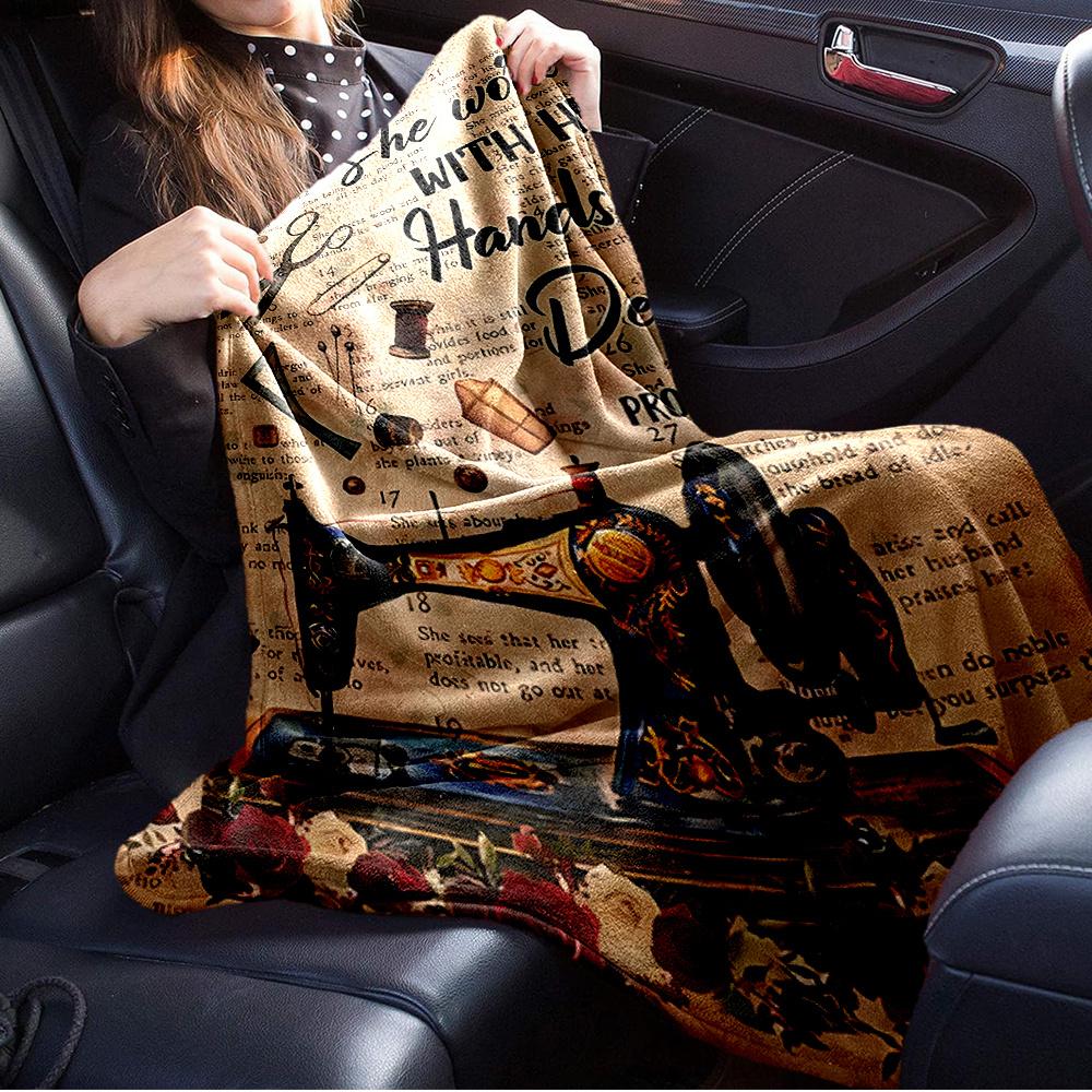 For Sewing,Proverbs,Hands-Themed Flannel Blanket, Glam Style, Digital Print, All-Season Comfort, Tear-Resistant, Knitted Craftsmanship, Poly