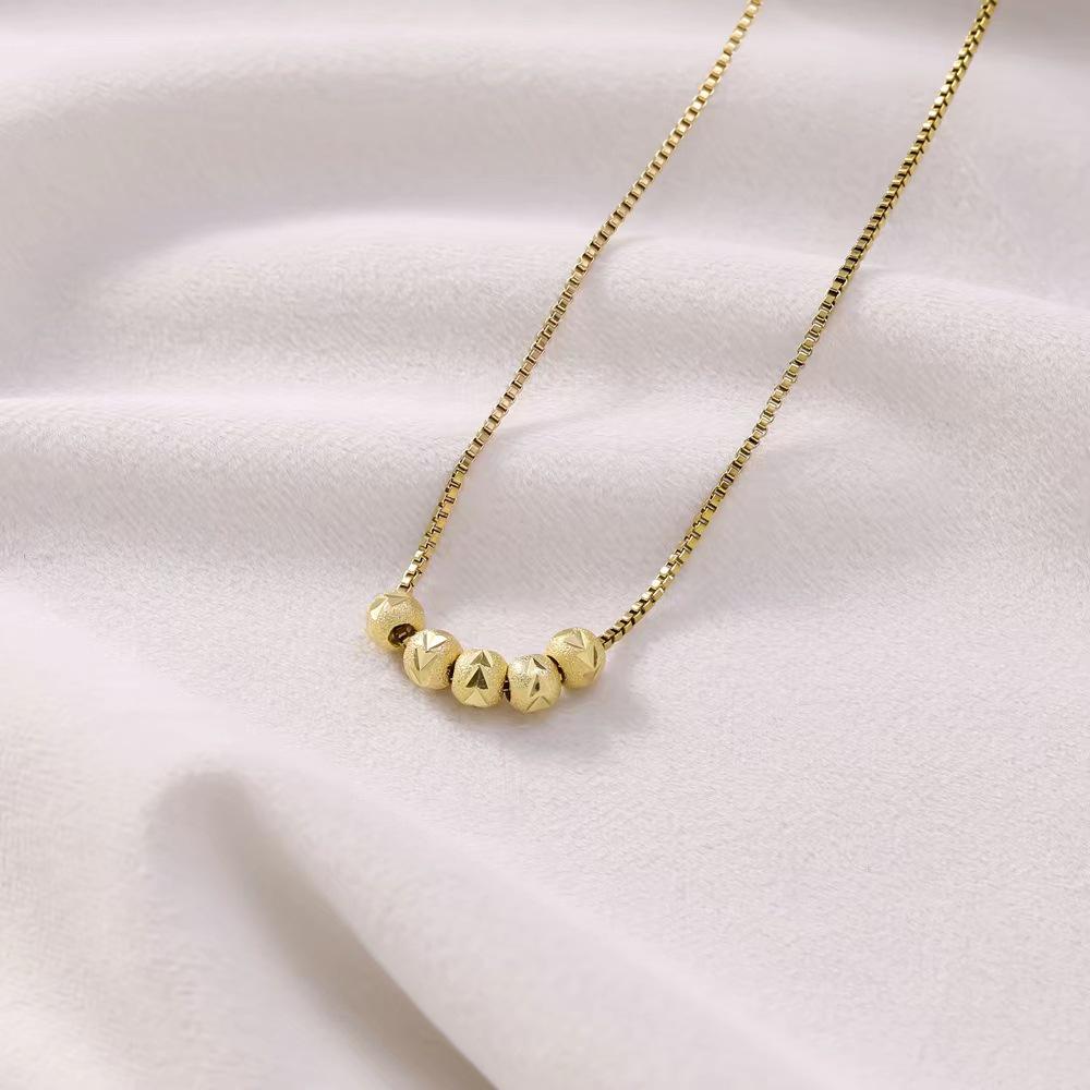 Women's Titanium Steel Five Blessings Necklace - Fashionable Luxury Clavicle Chain with Lucky Bead Pendant