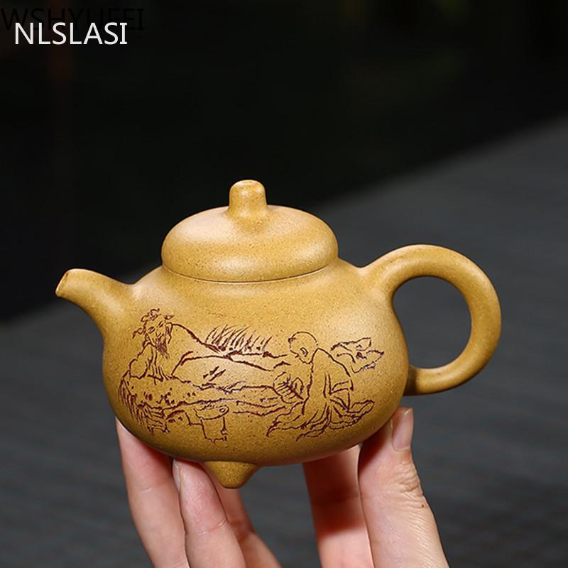 Chinese Yixing Boutique Tea Pot Filter Purple Clay Teapot Raw Ore Handmade Beauty Kettle Tea Ceremony Customized Authentic 210ml