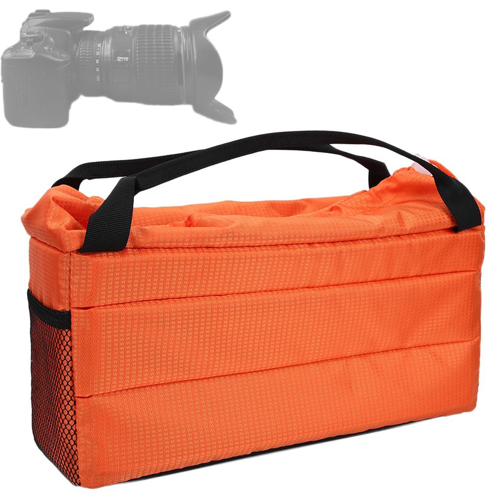 Insert Padded Camera Bag DSLR Partition Protection Case with Cover & Handle(orange)