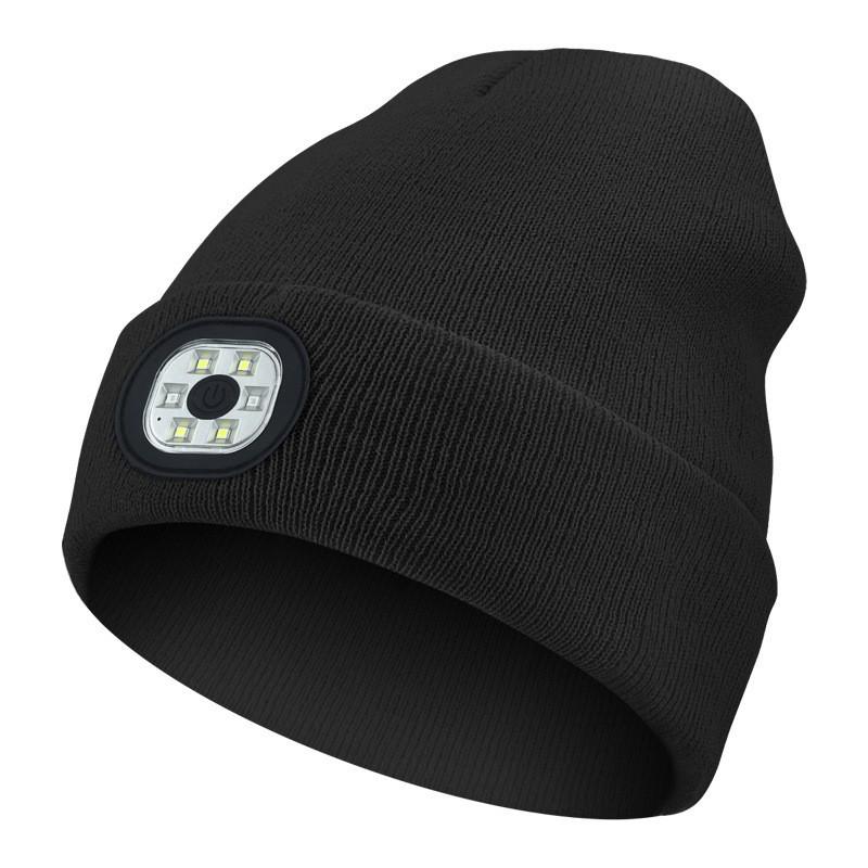 Rechargeable LED Light Beanie - Glow-in-the-Dark Winter Hat for Night Running Outdoors