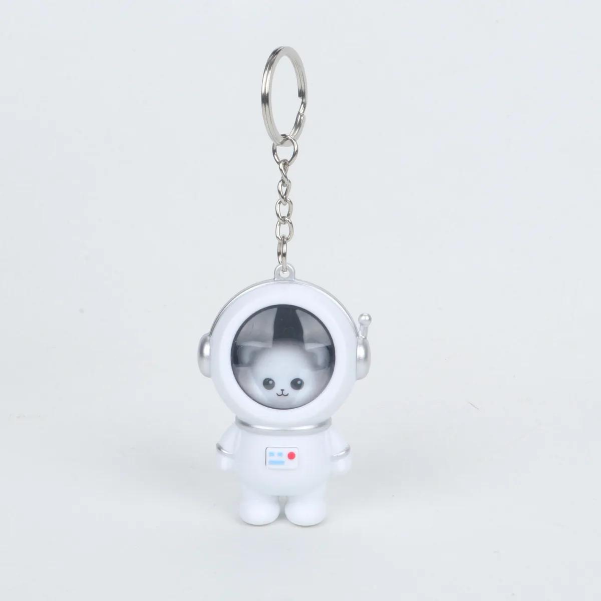 Cute Starry Light Astronaut Keychain Can Say I Love You Sound Light Bear Car Key Chain Package Pendant Kawaii Gifts Bag Hanging Light