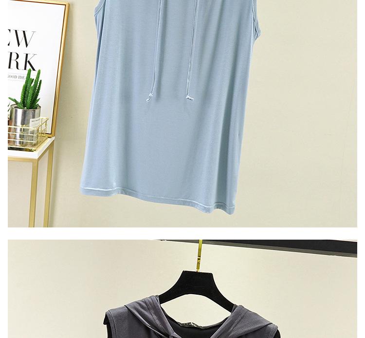 Spring Summer Women's Sleeveless Modal Vest Hooded Sweatshirt - Plus Size Slimming Loose Fit