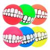Squeaky Dog Toys for Aggressive Chewers Interactive Puppy Ball with Funny Teeth Design Durable Silicone Chew Toy for Small
