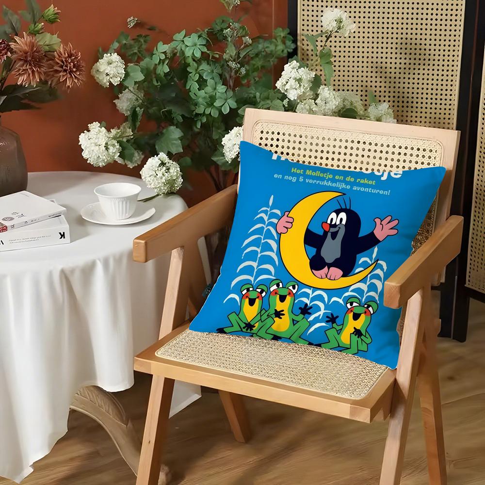 

Cartoon LLittle Mole Cushion Cover Silky Short Plush Invisible Zipper Dustproof Sofa Pillow Case for Home Decor 30x30cm