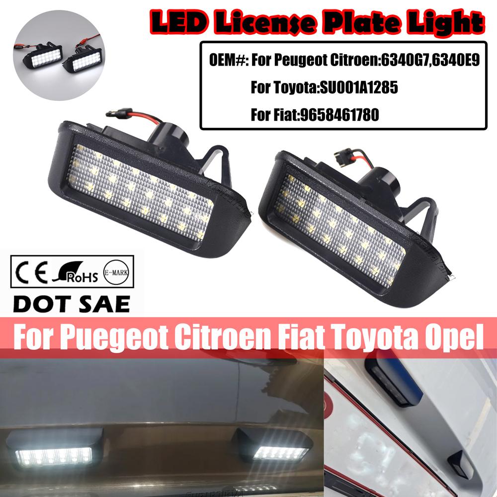2Pcs Canbus LED Number License Plate Lights Lamps For Peugeot Expert Partner Citroen Berlingo Jumpy Fiat Scudo Toyota Dome Lights 6