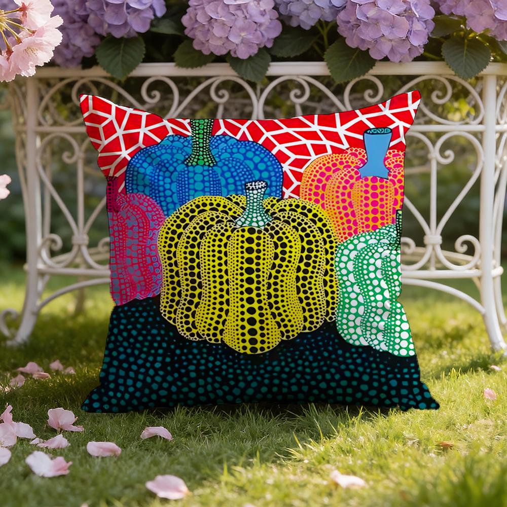 Y-Yayoi K-Kusama Abstract Art Pumpkin Cushion Cover Home & Car Dual-Scene Pillow Cover: Reversible for Premium Comfort