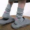 Knitted Middle Tube Socks Retro Pink Label Solid Color Spring Autumn Winter Warm Socks Home Mid-tube Cotton Thick Thread Needles