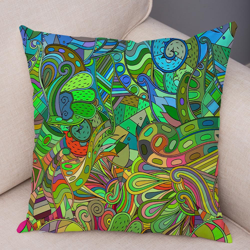 Bright Abstract Bohemian Floral Art Print Household Sofa Bedroom Decoration Pillow Cover Cushion Shell