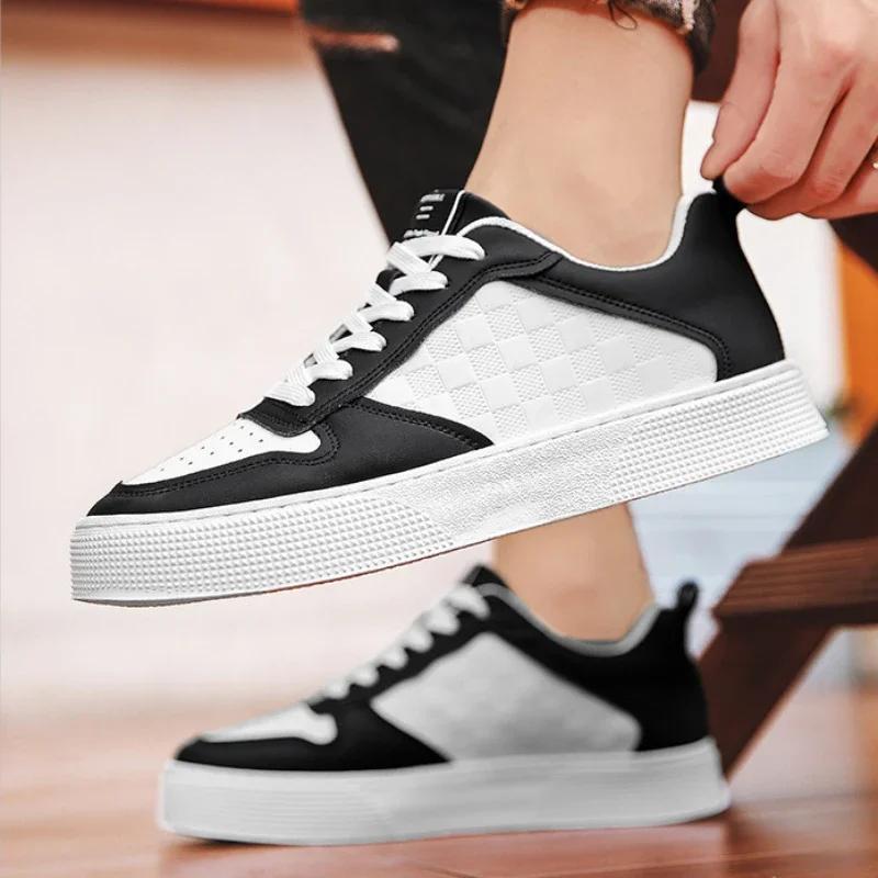New Men Vulcanized Shoes Fashion British Style Flat Bottom Casual Shoes 2024 Luxury Comfortable Non Slip Men's Casual Sneakers