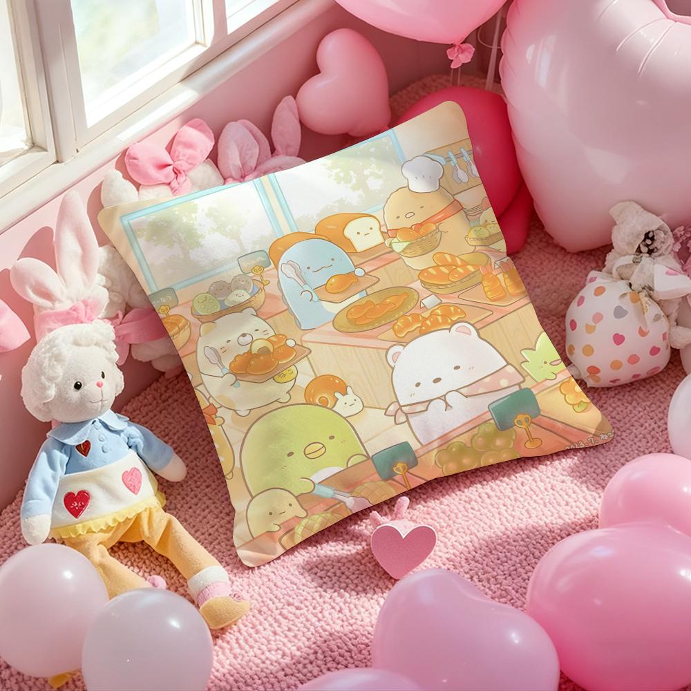 Cartoon S-Sumikko G-Gurashi Anime Kissenbezug Musterbedruckte Kissenhülle für Wohnzimmer Sofa Kissenbezug & Schlafzimmer Dekoration