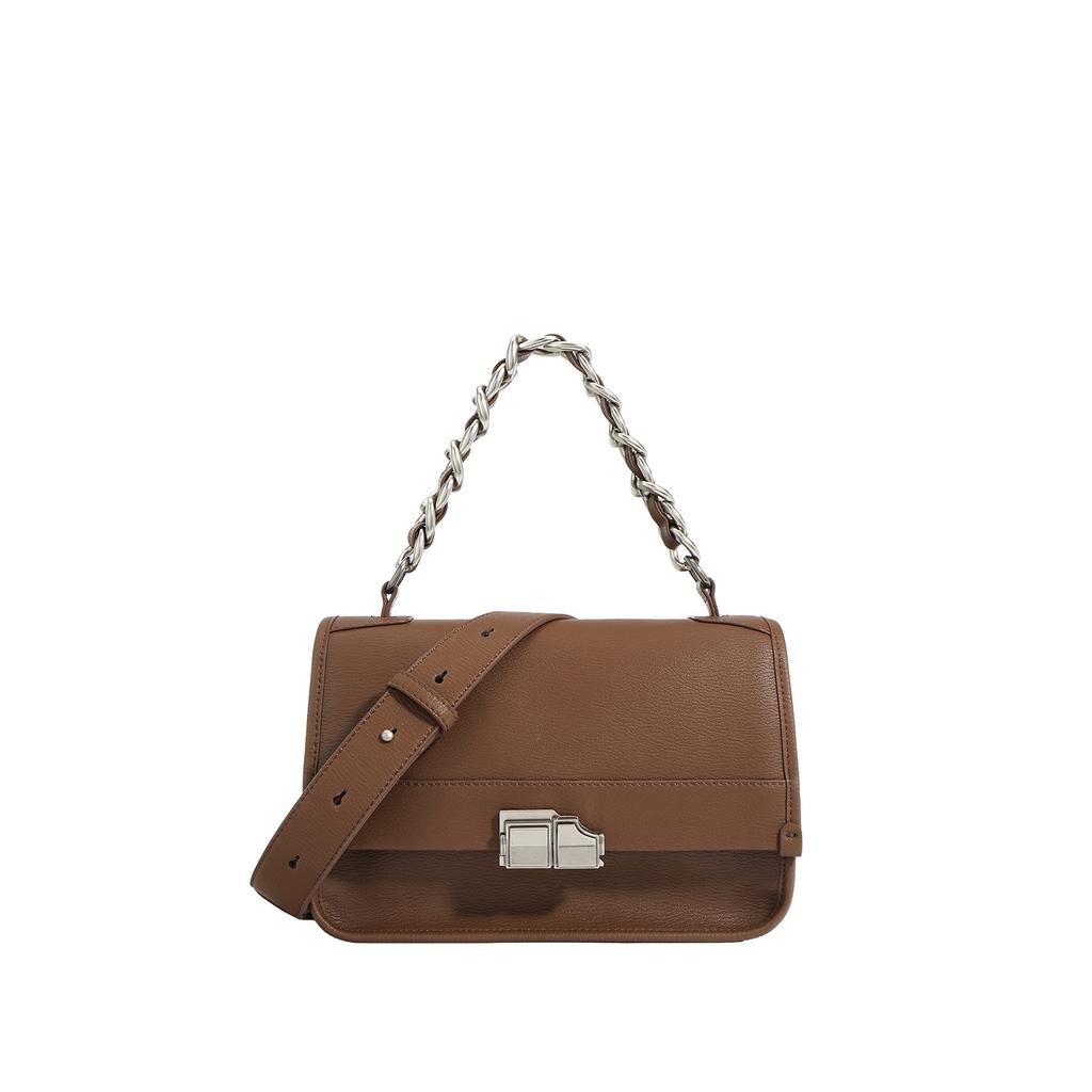 Leather Single-shoulder Crossbody Bag, A Versatile Small Square Bag for Early Spring Commuting, A Fashionable Chain Bag with A Niche Design