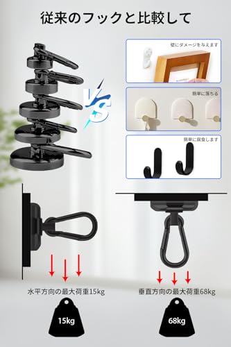 DODOGOD Super Strong Magnet Hooks with Carabiners (Set of 8) - Neodymium Magnets with Carabiners, 68kg Weight Capacity, 42mm Diameter, Strong, Rust-Pr