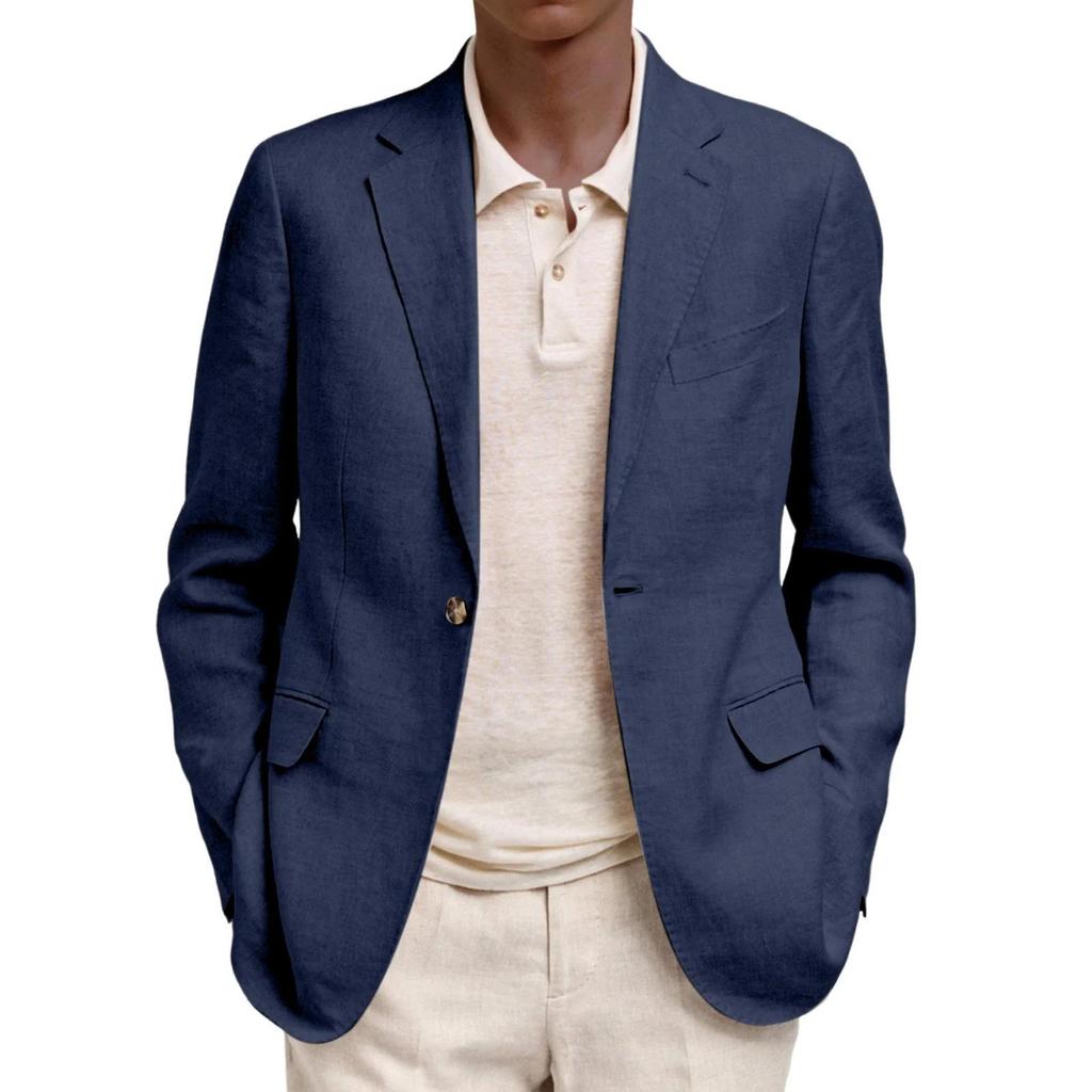 Men's  Jacket Lightweight Casual Sport Coats Soild Color One Button Suit Jacket With Pockets