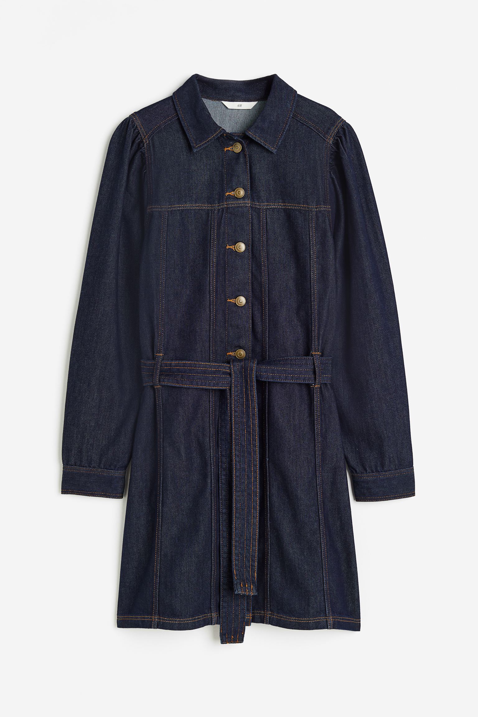 

Tie-belt denim dress