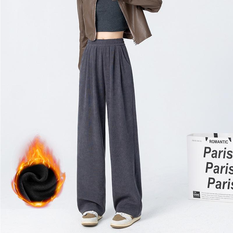 Maillard autumn and winter thickened thermal pants fleece sweatpants high waist straight pants casual wide-leg pants