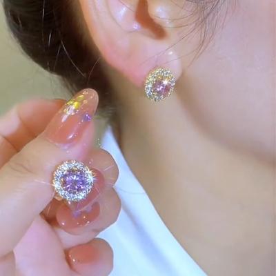 Zarte kleine runde Ohrstecker für Frauen und Mädchen, glänzende Zirkonia-Ohrschnalle, einfache, vielseitige Schmuckaccessoires, Geschenke