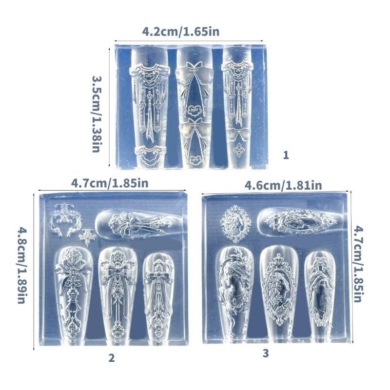 Embossed Silicone Nail Art Mould Reusable Flexible Craft Tool For Resin Jewelry Phone Case Decoration