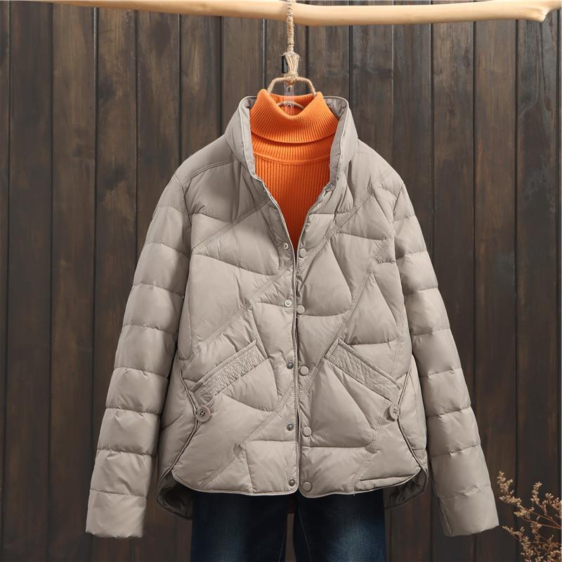 2025 Autumn and Winter New Stand-up Collar White Duck Down Light Down Jacket Women's Casual Fashion Thin Short Coat Tide