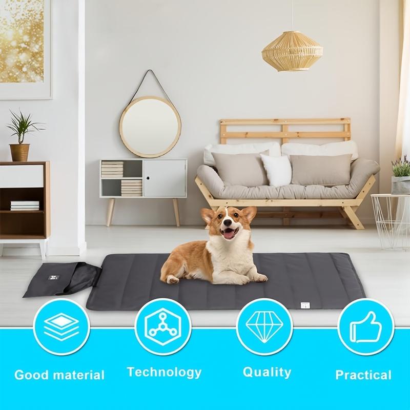 Foldable Pet Mat 100x70cm Portable Cat Dog Sleeping Pad with Storage Bag for Indoor Outdoor Camping Travel All Season Use