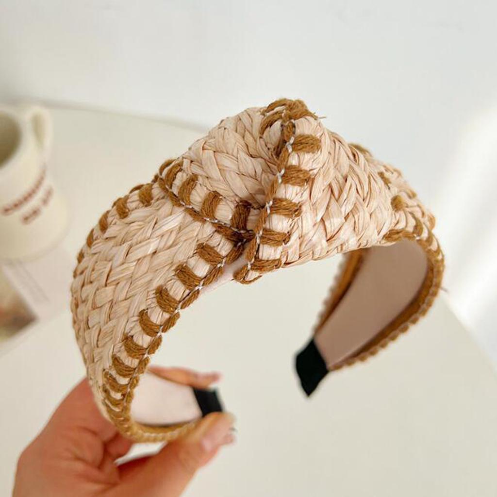 PROLY New Fashion Hairband For Women Straw Braided Patchwork Headband Cool Turban Summer For Adult Hair Accessories
