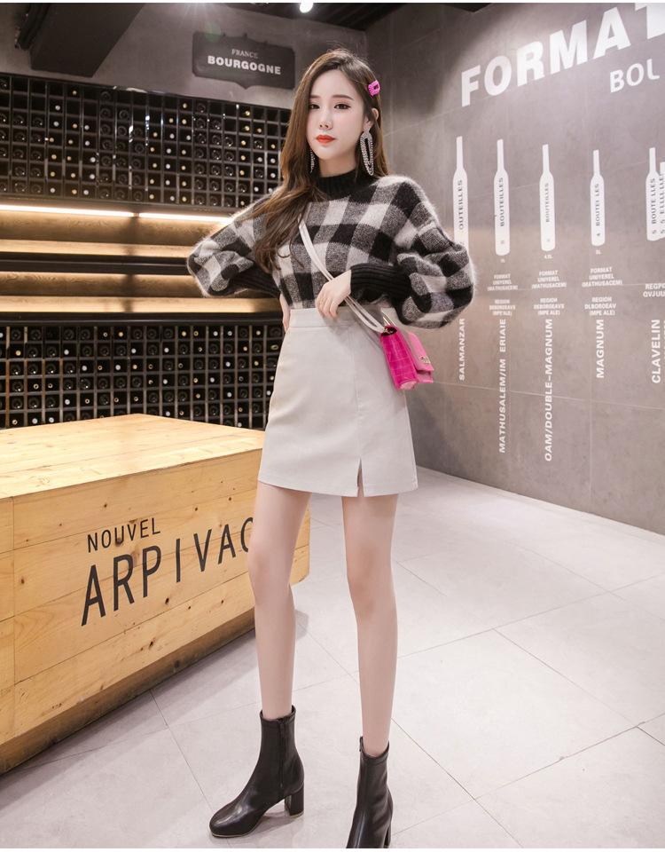 2024 Autumn/Winter Black PU Leather High Waist A-Line Midi Skirt with Slit - Sexy, Slimming Women's Hip Wrap Skirt