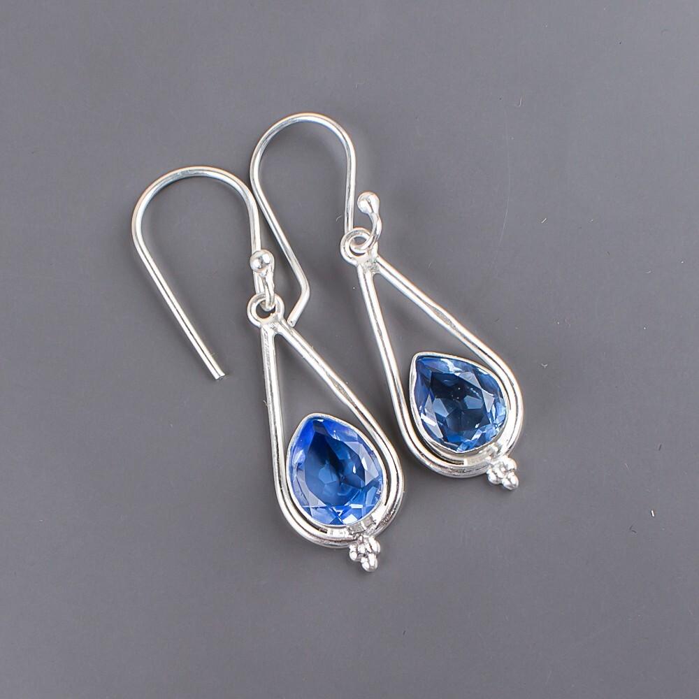 Mother's Day Gift Tanzanite Gemstone 925 Sterling Silver Jewelry Earrings 1.50" EE-14-5