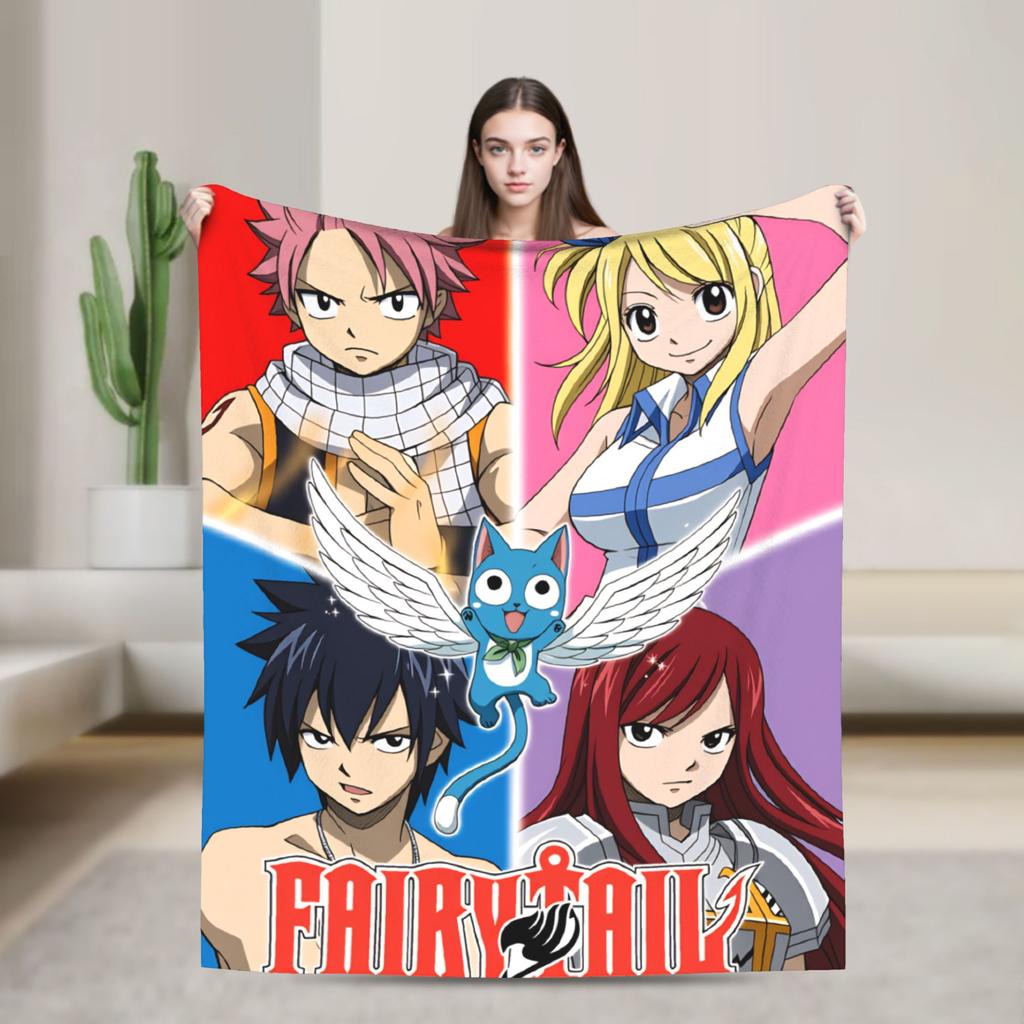 Fairy Tail Warm Soft Blanket Japanese Anime Travel Plush Throw Blanket Aesthetic Couch Chair Flannel Bedspread Sofa Bed Cover