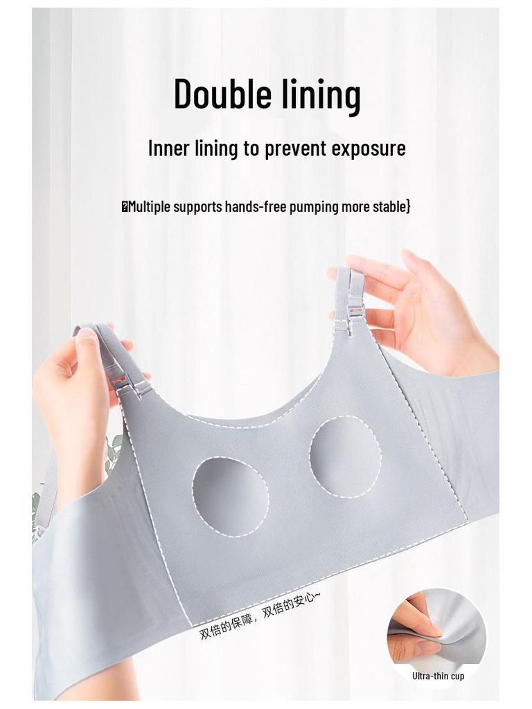 Hands-Free Maternity Nursing Bra with Pump Access, Wire-Free, Postpartum Support, Open-Buckle Design.