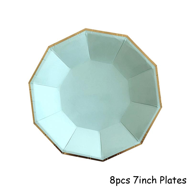 Mint Green Gold Disposable Tableware Party Napkins Paper Plates Straw Cup Kids Birthday Party Supplies Favor Wedding Decoration