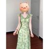 Xiaofei Sleeves Gently Close the Waist and Show Thinness, Long Dress, Girlish Feeling, Seaside Vacation Temperament, Floral Dress, Women's New Summer