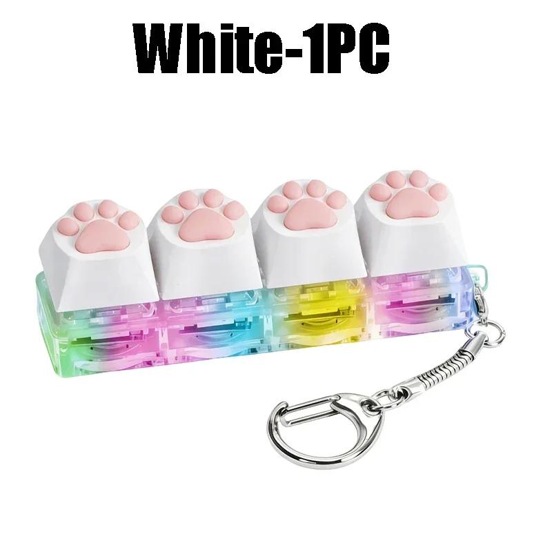 

Cat Paw Glow Keychain Fidget Toy Light-Up Silicone Keyboard Button Stress Reliever Portable Clicker Keyring for Anxiety Desk