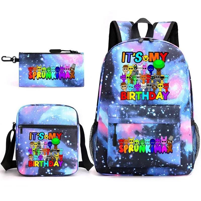 Anime Cartoon Backpack Sprunki Large Capacity Primary School Student Schoolbag Satchel Pencil Case