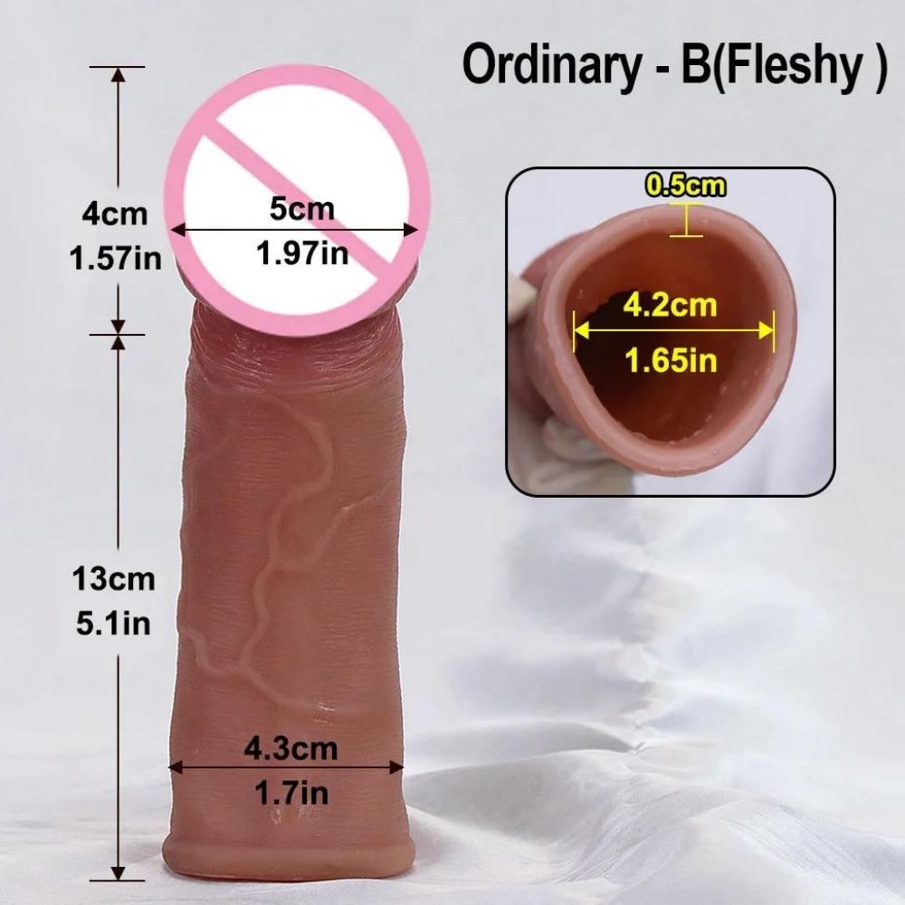 Men Penis Extender Sleeve Realistic Condom Delay Ejaculation Sex Toy for Men Adult Erotic Goods