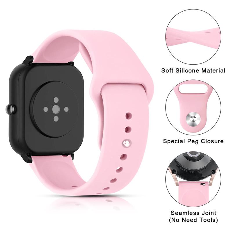20mm/22mm Silicone Band For Amazfit GTS 4/3/2/2e/2 4 Mini GTR 4/2/3 Pro/47mm/stratos 3/2 Watch Bracelet Correa Amazfit Bip Strap
