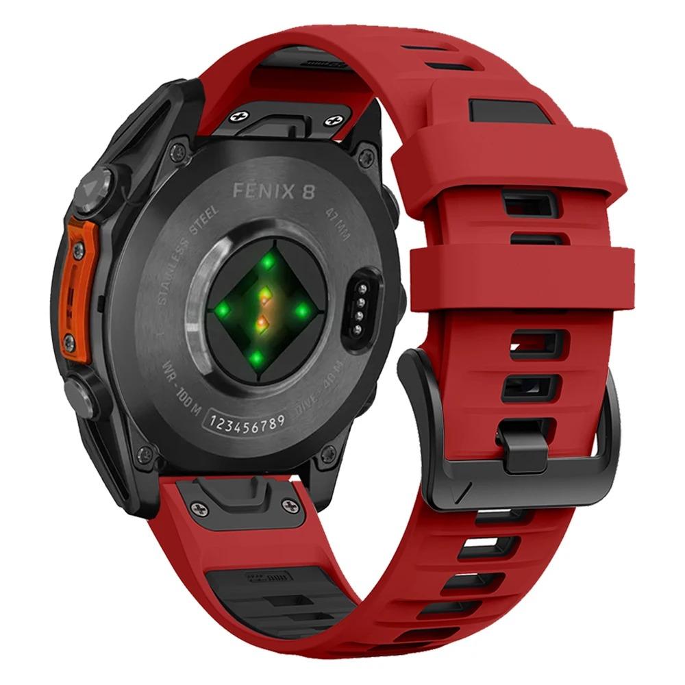 

Для Garmin Fenix 8 43мм 47мм 51мм Спортивный силиконовый ремешок для Garmin Epix/Quatix7/Fenix 7X 6X 7S Pro/Descent Mk3 Ремешок 22mm Fenix 8 47mm красный черный