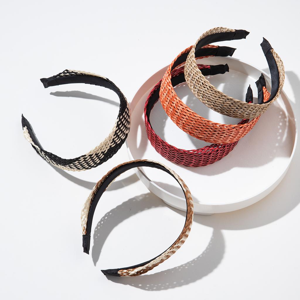 4cm Wide Headband Imitation Rattan Head Hoop Simple Style Hair Band Nonslip Knotted Headdress Hair Accessories For Women