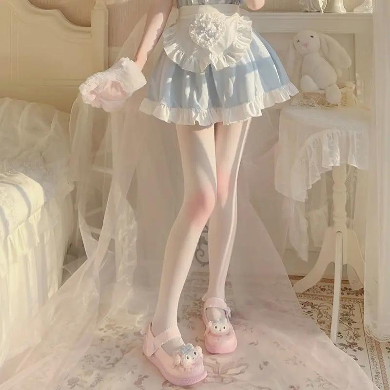 

Girls Ultra-thin White Carmine Pantyhose Anti-hook Silk Cosplay Knee Blush Stockings Japanese Lolita Tights Pure Desire Hosiery 40-65kg білий