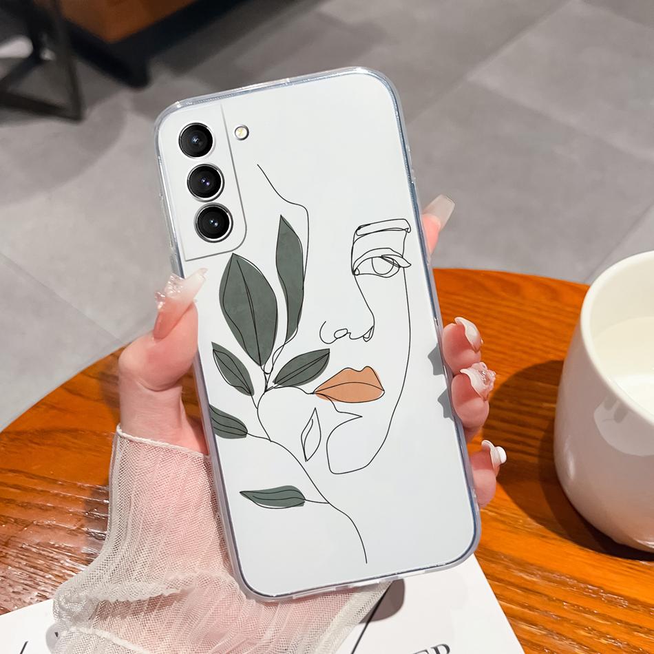 For Samsung S21 FE Plus Ultra Phone Case Ink Painting Soft TPU Clear Silicone Anti Drop Back Cover For Galaxy S 21 Funda Bumper
