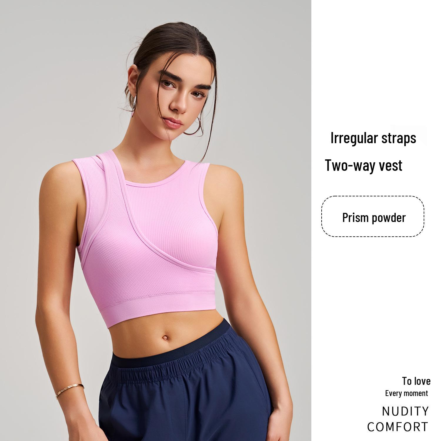 Потрясающий женский ударопрочный спортивный бюстгальтер, жилет для йоги - Цельный фитнес-топ Large