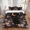 3pcs Creative Black Cat Flowers Starry Sky Pattern Bedding Three-Piece Set (1 Cover + 2 Pillowcases, No Fillings), This Printed Bedding Set