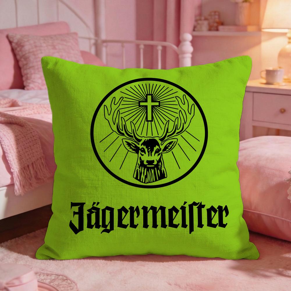 

JJagermeisters Brand Logo Cushion Cover Premium Comfort Reversible Pillow Cove Two In One Design For Any Room Car Interior 30X30cm